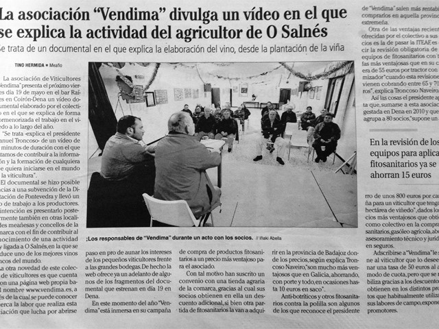 La asociación "Vendima" divulga un vídeo en el que se explica la actividad del agricultor de O Salnés